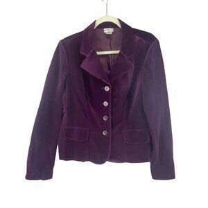 Fashion Bug Womens Velvet Blazer Jacket Size XL Purple Single Breasted Business